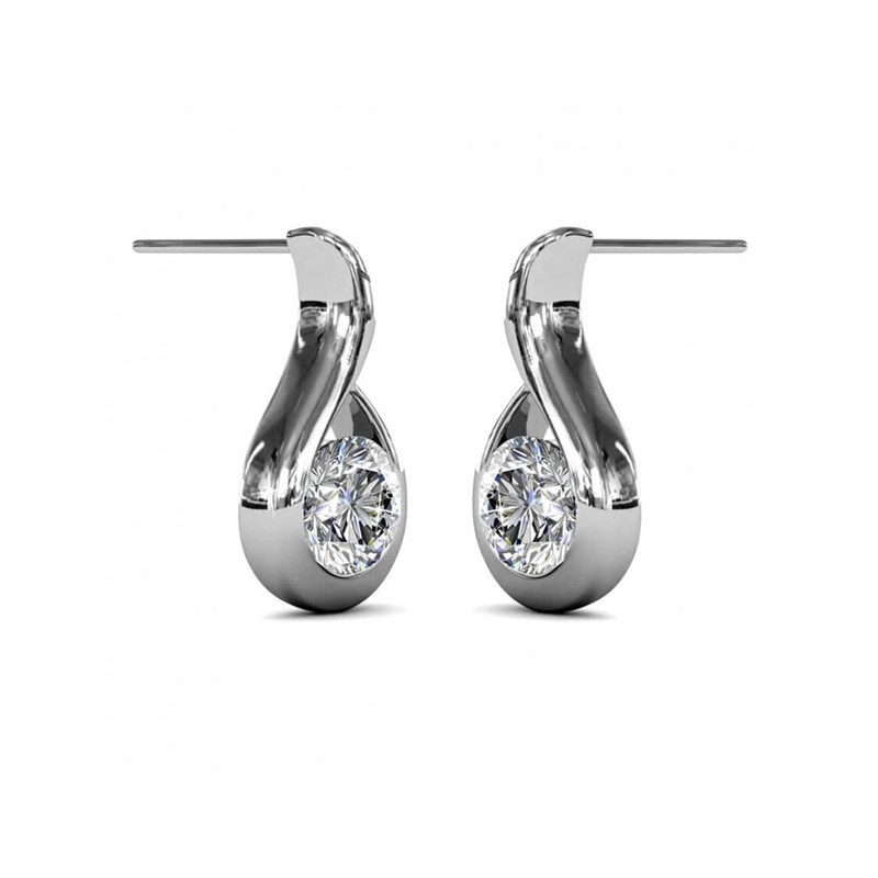 Boucles d'oreilles Wavvy - Argenté et Cristal - vue 3