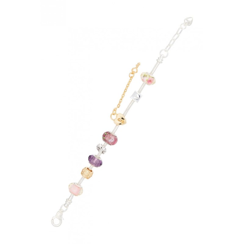 Femme Plaqué Argent Charme Bracelet Avec Violet Papillon Cristal Rigide Poignet