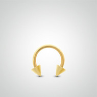 Piercing tragus en or jaune : fer à cheval avec pics