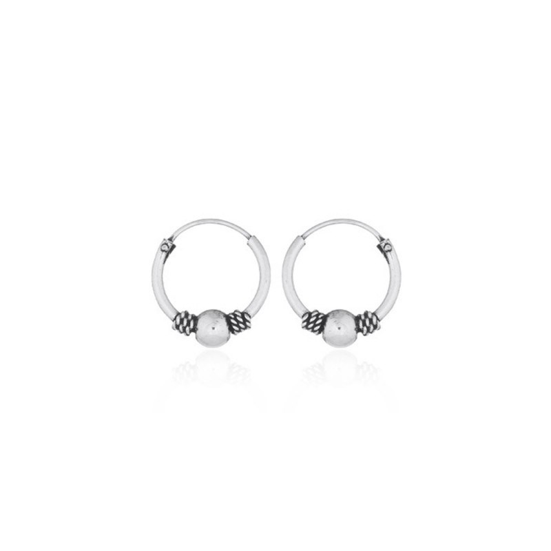 Boucles d'oreilles, créoles en argent style balinais