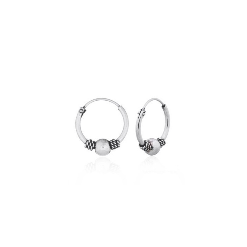 Boucles d'oreilles, créoles en argent style balinais - vue 2