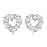 Boucles d'oreille argent rhodié coeur évidé avec cubic zirconia