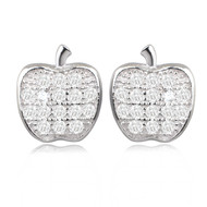 Boucles d'oreille argent rhodié pomme avec cubic zirconia