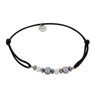 BRACELET PERLES DE CULTURE, HÉMATITES ARGENTÉES ET BÉNITIERS