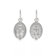Pendentif argent rhodié ovale et petits motifs vierge