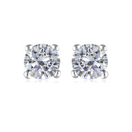 Boucles d'oreille argent rhodié solitaire cubic zirconia rond 3MM
