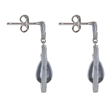 Rhodium 925 Zilveren Oorbellen Imitatie Parel Strass Druppel