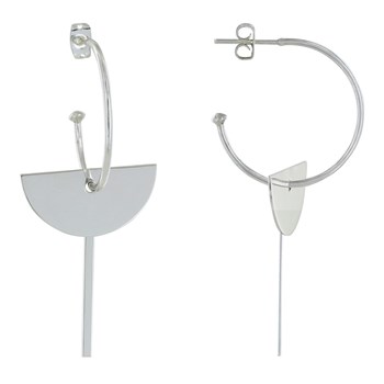 Boucles d'Oreilles Argent 925 Demi Créoles et Clé