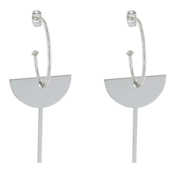Boucles d'Oreilles Argent 925 Demi Créoles et Clé