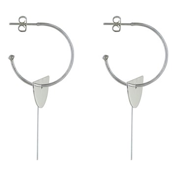 Boucles d'Oreilles Argent 925 Demi Créoles et Clé