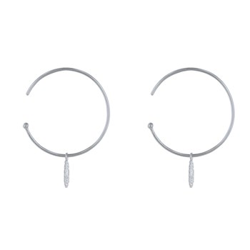 Boucles d'Oreilles Argent 925 Rhodié Demi Créoles et Soleil