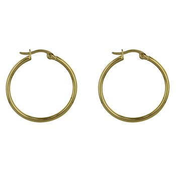 Boucles d'Oreilles Plaqué Or Moyennes Créoles Rondes 3cm