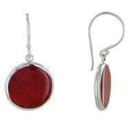 Boucles d'Oreilles Argent 925 Grosse Pastille Couleur Corail