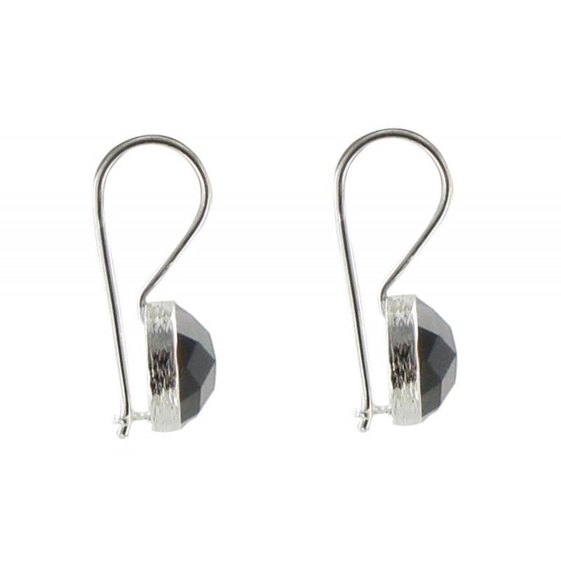 Boucles d'Oreilles Argent Crochet et Onyx Noir Facettée - vue 2