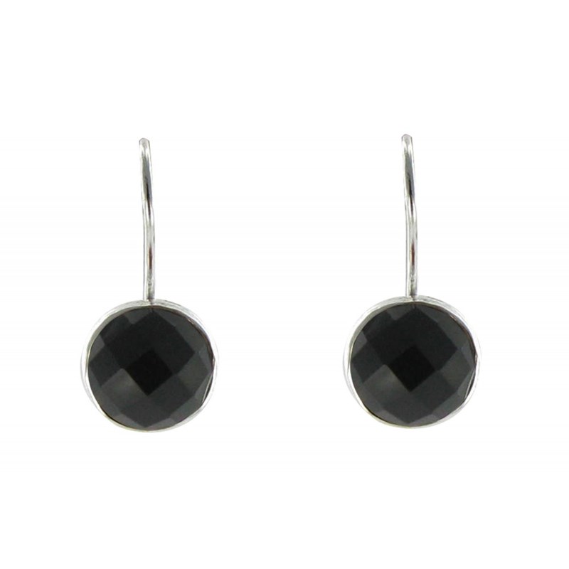 Boucles d'Oreilles Argent Crochet et Onyx Noir Facettée - vue 3