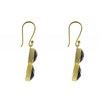 Boucles d'Oreilles Argent 925 Doré Crochet Tige de Feuilles en Onyx Noir - vue V2