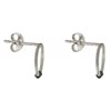 Boucles d'Oreilles Petites Créoles Argent Brossé et ses 3 Diamants Noirs - vue V2