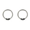 Boucles d'Oreilles Petites Créoles Argent Brossé et ses 3 Diamants Noirs - vue V3