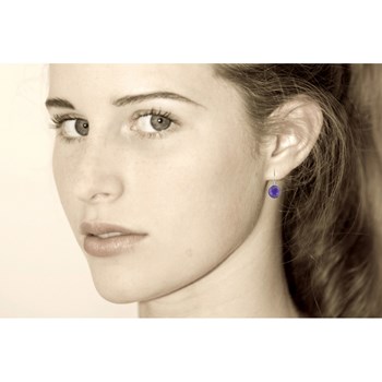 Amethist Bol 925 Zilver Gehaakte Oorbellen