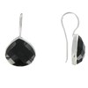 Boucles d'Oreilles Crochet Argent Goutte d'Onyx Noir Facetté - vue V1