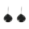 Boucles d'Oreilles Crochet Argent Goutte d'Onyx Noir Facetté - vue V3