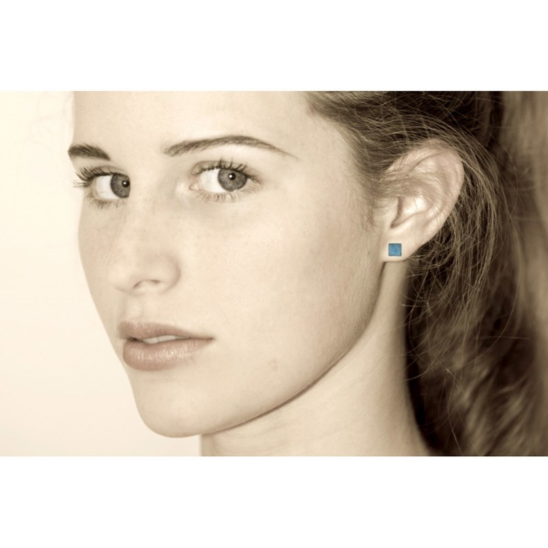 Boucles d'Oreilles Argent 925 Carré de Larimar - vue 4