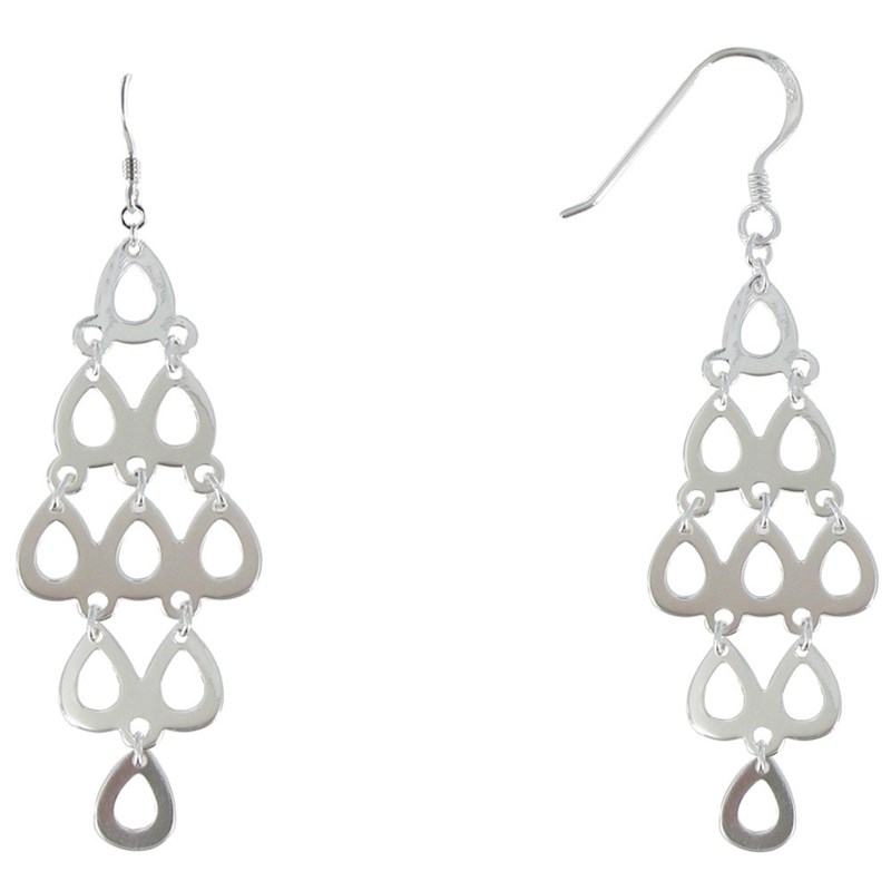 Boucles d'Oreilles Argent Cascade Aquatique