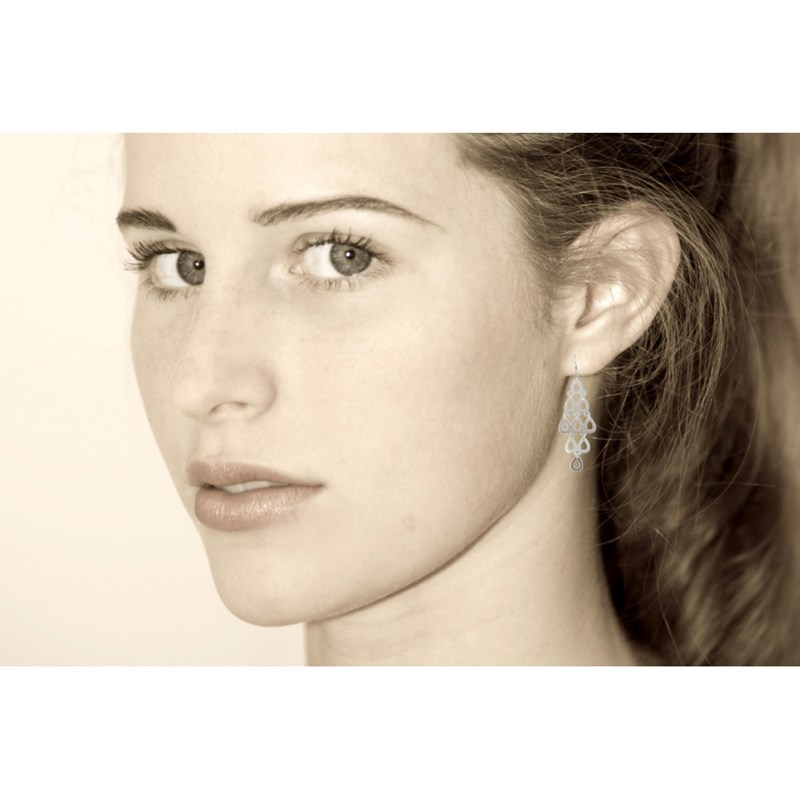 Boucles d'Oreilles Argent Cascade Aquatique - vue 4