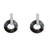 Boucles d'Oreilles Argent Petit Disque Céramique Noire Facettée et Strass - vue V3