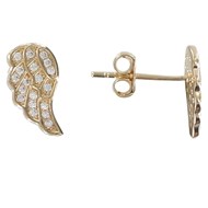 Boucles d'Oreilles Plaqué Or Aile d'Ange et Strass
