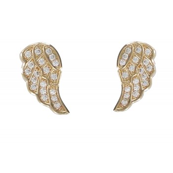 Gold-plated Angel's Wing and Strass Earrings