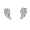 Boucles d'Oreilles Argent 925 Rhodié Aile d'Ange et Strass - vue V2