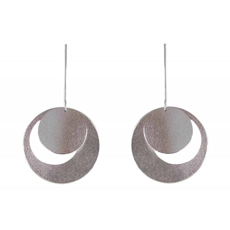 Boucles d'Oreilles Argent 925 Brossé Deux Pastilles - vue 3