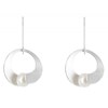 Boucles d'Oreilles Argent 925 Rhodié Spirale et Perle de Culture 11mm - Classics - vue V2