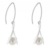 Boucles d'Oreilles Argent 925 Rhodié Spirale et Perle de Culture 11mm - Classics - vue V3