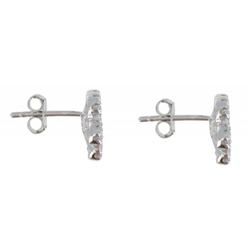 925 Sterling zilveren oorbellen met madeliefje en strass