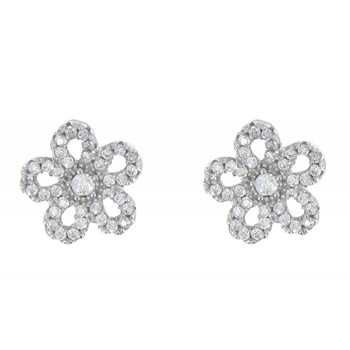 925 Sterling zilveren oorbellen met madeliefje en strass