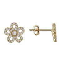 Boucles d'Oreilles Plaqué Or Marguerite et Strass