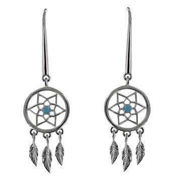 Boucles d'Oreilles Argent 925 Rhodié Attrape Rêve