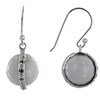 Boucles d'Oreilles Crochet Argent 925 Sphère d'Agate Blanche et Strass - vue V1