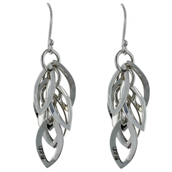 Boucles d'Oreilles Argent 925 Grappe de Petits Ovals