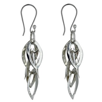 Boucles d'Oreilles Argent 925 Grappe de Petits Ovals