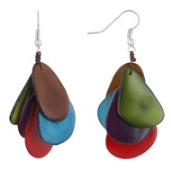Boucles d'Oreilles Grappe de Pétales Tagua Multicolore Eté