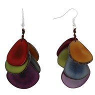 Boucles d'Oreilles Grappe de Pétales Tagua Multicolore Automne