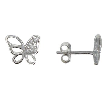 Silver 925 Butterfly and Strass Earrings