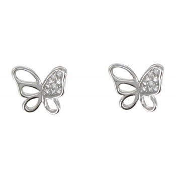 Silver 925 Butterfly and Strass Earrings