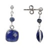 Boucles d'Oreilles Argent Perle et Pavé de Lapis Lazuli Facetté - vue V1