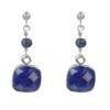 Boucles d'Oreilles Argent Perle et Pavé de Lapis Lazuli Facetté - vue V2