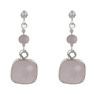 Boucles d'Oreilles Argent 925 Perle et Pavé de Quartz Rose Facetté - vue V2