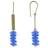 Boucles d'Oreilles Laiton Barrette et Petits Disques de Verre - Classics